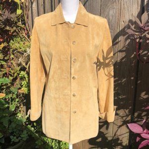 Valerie Separates Tan  Suede Jacket / Coat…Collard  Button Up Front,Fold Up Cuff
